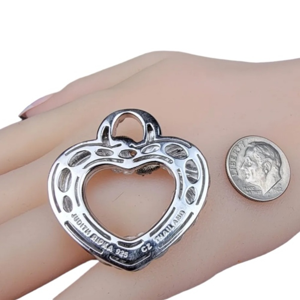 Judith Ripka 14k Clad over sterling silver CZ heart pendant - Picture 5 of 5